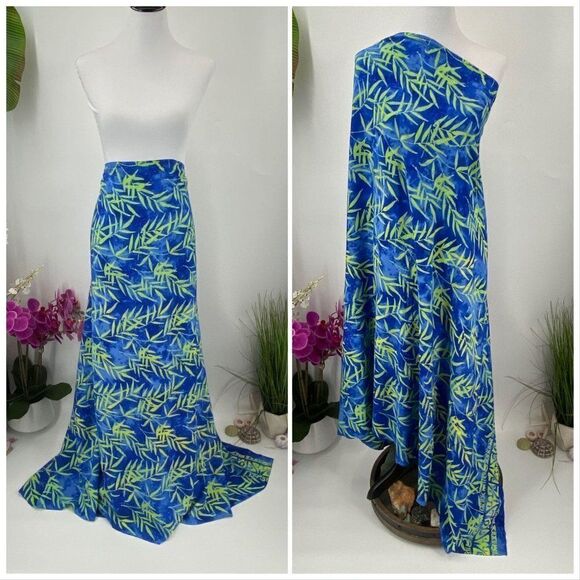Blue Green SARONG Batik Hand Painted Rayon - Picture 3 of 4